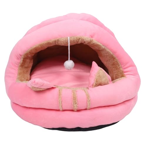 Pongnas Ultra Weiches Fleece -Katzenhausbett, Winddichtes und Gemütliches Haustierhaus für den Innengebrauch, mit Höhlendesign, Abnehmbarem Kissen (M) von Pongnas