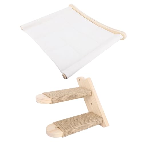 Stabile Wand-Katzenhängematte aus Holz mit Stufen, Abnehmbaren Kissen, Sisal-Kratzbaum Zum Spielen mit Katzen Im Innenbereich Stabile Wand-Katzenhängematte aus Holz mit Stufen, Abnehmbaren Kissen, Sisal-Kratzbaum Zum Spielen mit Katzen Im Innenbereich von Pongnas