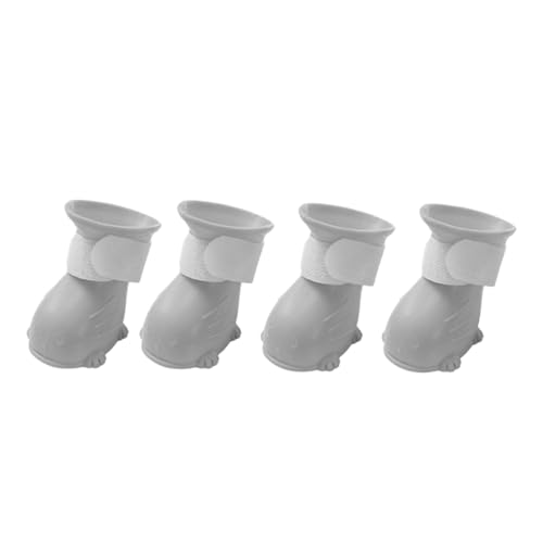4 Stück Set Anti-Rutsch Hundeschuhe mit verschleißfeste Leder Gummisohle Hundestiefel Regenschuhe Pfotenschutz für kleine, Mittlere Hunde Wasserdicht Boots (Grau, L:6 * 4.5CM) von Poo4kark