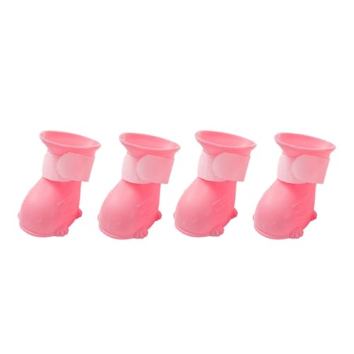 4 Stück Set Anti-Rutsch Hundeschuhe mit verschleißfeste Leder Gummisohle Hundestiefel Regenschuhe Pfotenschutz für kleine, Mittlere Hunde Wasserdicht Boots (Pink, L:6 * 4.5CM) von Poo4kark