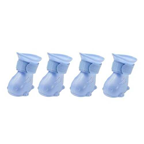 4 Stück Set Anti-Rutsch Hundeschuhe mit verschleißfeste Leder Gummisohle Hundestiefel Regenschuhe Pfotenschutz für kleine, Mittlere Hunde Wasserdicht Boots (Sky, S:4 * 3.5CM) von Poo4kark