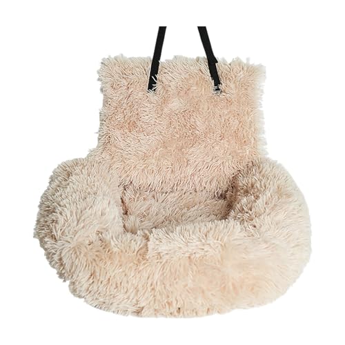 Autositz für Hunde, geeignet für große kleine Hunde, abnehmbares leicht zu reinigendes Reisebett mit dickem Kissen für alle Autos (Beige, 60x60x50cm) von Poo4kark