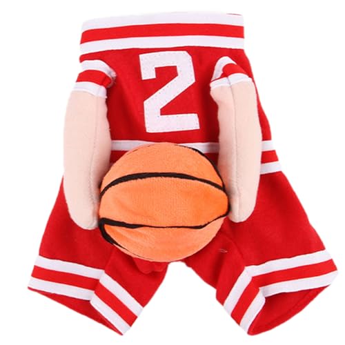 Basketballkostüm für Haustiere mit Basketballspieler Outfit Halloween Weihnachten Festival Verkleidung kleine mittelgroße Hunde Katzen (Red, M) von Poo4kark