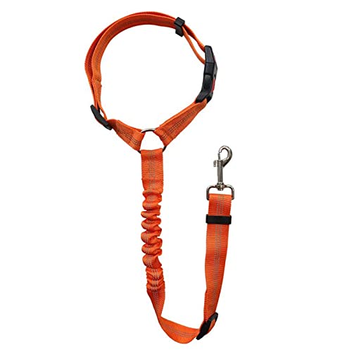 Cute Pet Auto-Hilfsseil, Hunde-Traktionsgürtel, kreisförmiger Ring, elastisch und einziehbar, Streifen, Hundeseil (Orange, One Size) von Poo4kark