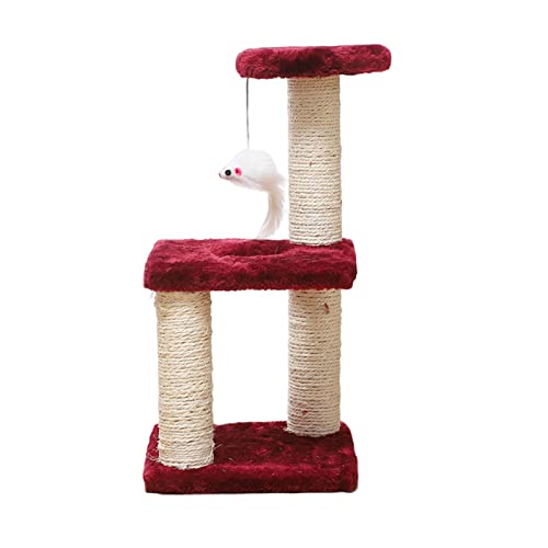 Cute Pet Dreistufiges Katzen-Klettergerüst mit DREI Pfosten, Sisal-Katzenkratzbrett, Katzenspielzeug, Dekompressions-Katzenkratzbaum, Katzen-Klettergerüst, mehrstufiges Haustier-Spielhaus von Poo4kark