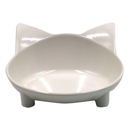 Flacher Katzenfutternapf, breiter Teller, rutschfeste Katzenfütterung bei Schnurrhaarermüdung Metall Schüssel (White, One Size) von Poo4kark