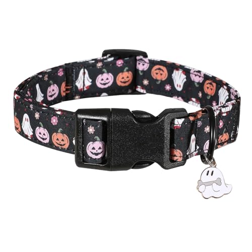 Halloween-Kragen für Haustiere mit süßem Anhänger strapazierfähiges weiches verstellbares Design für mittelgroße Tiere ideale Party-Ausstattung (Black, S) von Poo4kark