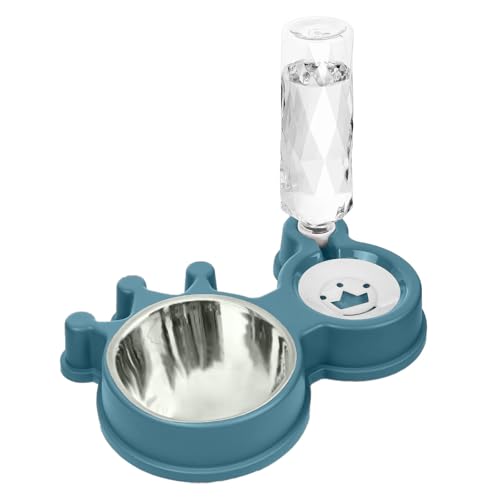 Hochwertiger Futter- Wassernapf für Katzen Hunde, verstellbar, ideal für drinnen, robust langlebig, inklusive praktischem Wasserspender für Haustiere (Blue, One Size) von Poo4kark