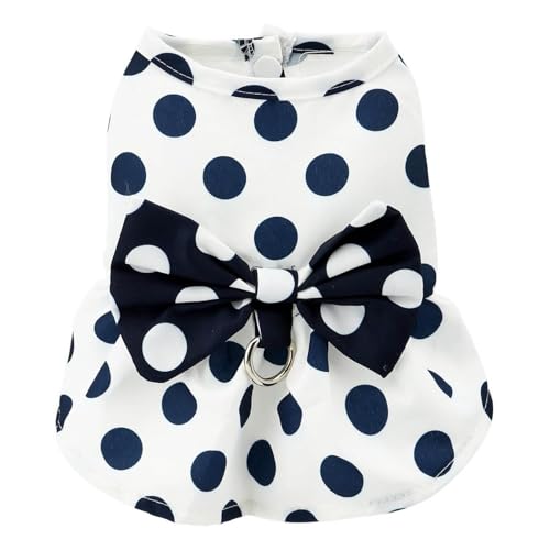 Hundemode für Hunde, Retro-Stil mit Schleifen, modisches Design für kleine Hunde Katzen, kinderfreundlich, weicher Leichter Stoff, ideales Outfit für Innen Außen (White, L) von Poo4kark
