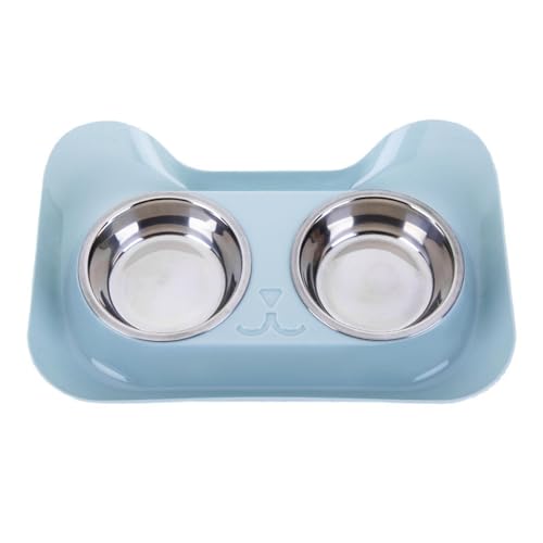 Hundenapf Katzennapf Futternapf Wasserspender Edelstahl Doppelschicht Robust für Hunde Katzen Innen Außen Einsatz Tierbedarf Futtertablett (B, One Size) von Poo4kark