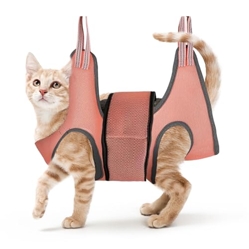 Hundepflege-Hängemattengeschirr mit Haken, Atmungsaktive Haustier Hängematte für Grooming, Hund Schlangengeschirr für Katzen Nagel Clipping Trimming (Pink, M) von Poo4kark