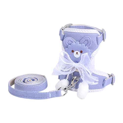 Katzengeschirr Leine Ausbruchsicher Verstellbarer Westenstil mit Anhänger für Außenbereich Laufgurt Haustierzubehör (Blue, M) von Poo4kark