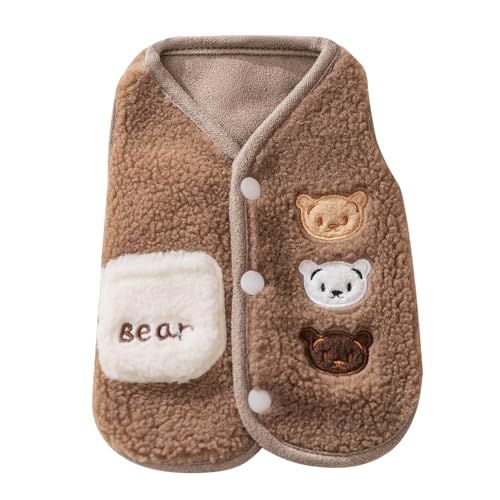 Pet Vest Katze Winter Fleece Mantel für süße Welpen Weste zum Schutz Komfort (Brown3, 36x32cm) von Poo4kark