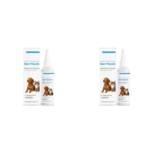 Poo4kark 100ML Ohrenreiniger für Hunde, Hundeohr Reiniger, Ohrentropfen für Hundeohren-Reiniger für Katzen Tiefenreinigung von Ohrenschmalz Sanfte beruhigende Formel (2PCS, 100ML) von Poo4kark