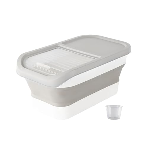 Poo4kark Aufbewahrungsbehälter für Tiernahrung, zusammenklappbarer Hundefutterbehälter mit Schiebedeckel, Aufbewahrung von Katzenfutter (White, 43x25cm) von Poo4kark