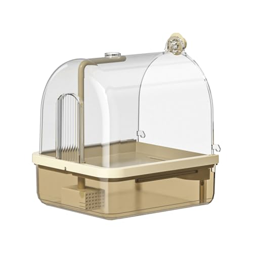 Poo4kark Automatische Vogeltränken für Käfige – Innenbad mit Vogelkäfig-Zubehör für Heimvögel, Sittiche, Wellensittiche, Unzertrennliche (Coffee, 23.5x20x25.5cm) von Poo4kark