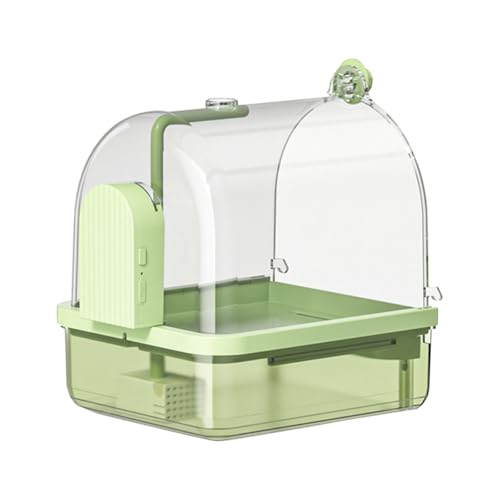 Poo4kark Automatische Vogeltränken für Käfige – Innenbad mit Vogelkäfig-Zubehör für Heimvögel, Sittiche, Wellensittiche, Unzertrennliche (Green, 23.5x20x25.5cm) von Poo4kark
