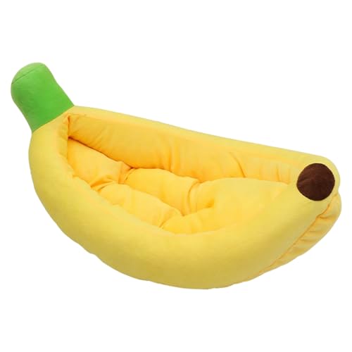 Poo4kark Bananenbett für Hunde weiches Haustierbett kuscheliges Sofa mit Abnehmbarer Hülle ganzjährig nutzbar (Yellow, One Size) von Poo4kark
