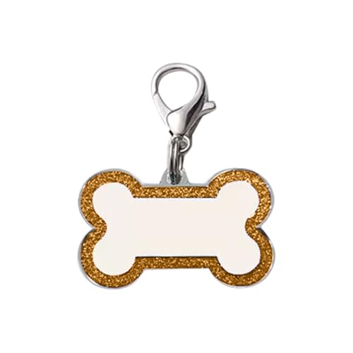 Poo4kark Erkennungsmarken für Hundemarken Katzenmarken. Hundenamensmarke mit 4 Zeilen benutzerdefiniertem Text. Tief gravierte Hundemarke. Normale Größe. Glitzer-Design. (Gold, B) von Poo4kark