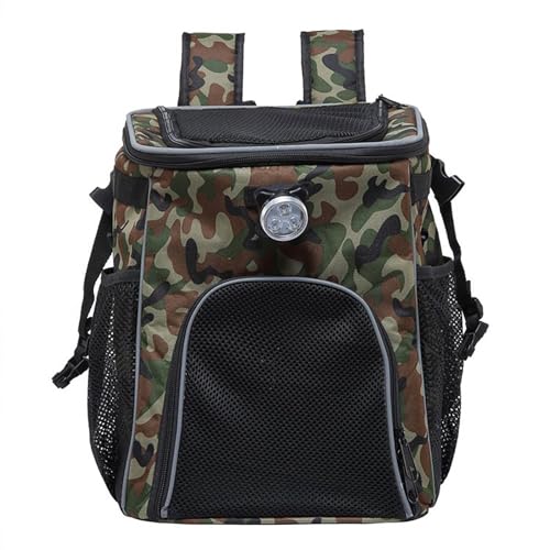 Poo4kark Faltbarer Fahrrad-Haustier-Rucksack für Katzen Hunde, leichte, langlebige Reise-Hängetasche mit atmungsaktivem Netz für kleine Tiere (Camouflage, 34x34x6cm) von Poo4kark