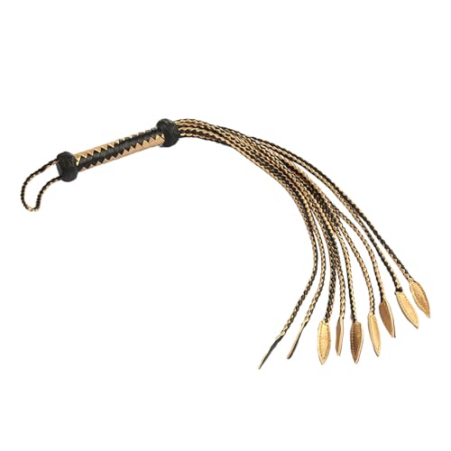 Poo4kark Handgewebte Peitsche für Haustiere strapazierfähigem für Training Spiel mit vielseitigen Anwendungsmöglichkeiten (Gold, 30x20x5cm) von Poo4kark