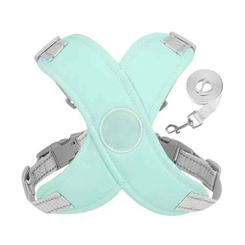 Poo4kark Harness Hundegeschirr, mit Reflektorstreifen Weich Gepolstert Hunde Geschirr für Kleine Mittelgroße Hunde, Verstellbares Atmungsaktiv Anti-Zug Brustgeschirr (Grvn, XL) von Poo4kark