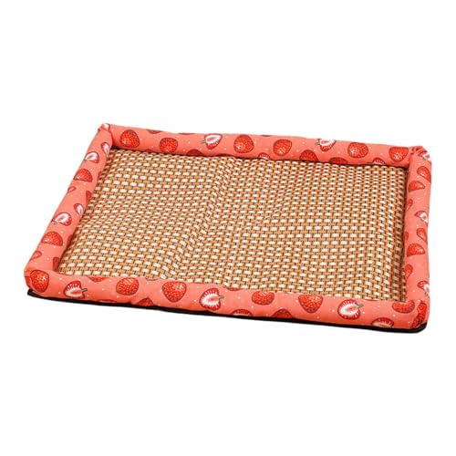 Poo4kark Haustier EIS-Pad Rattan Kühlmatte Vier-Jahreszeiten Hundehütte Matte Sommer Kühlung verschleißfest Haustier Zwinger Platz Schlafmatte (Rot, 30X40CM) von Poo4kark