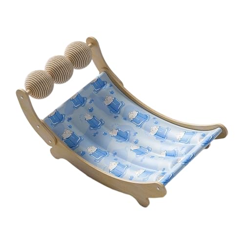 Poo4kark Haustierbett für Katzen Hunde, Sommer-Holzkatze mit Eispad, zum Aufhängen im Innen- Außenbereich, Haustierliege, Wiege, Schlafmatte, 1 ml (Blue, 54x32x20cm) von Poo4kark