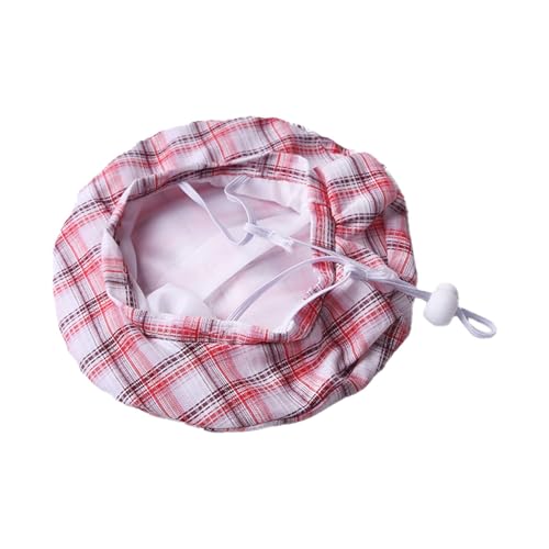 Poo4kark Hund Beret Hut Artist Cat Cap Haustier Französisch Beret Cap Stirnband mit verstellbaren Kinnriemen, Karneval Katze Haar Accessoire Requisiten für Party (Rot, ø14CM) von Poo4kark