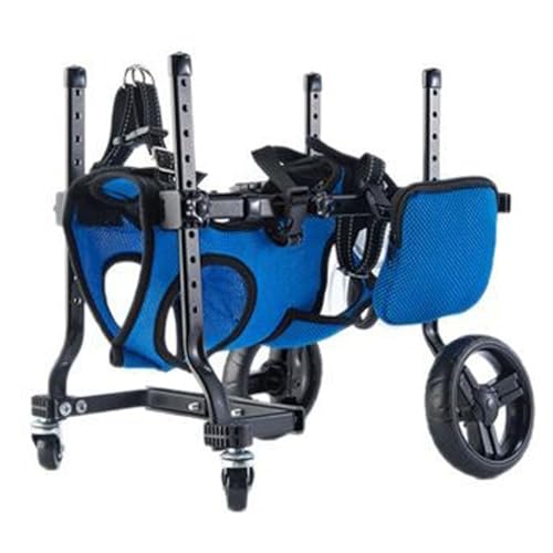 Poo4kark Hund Rollstuhl Mobilitätshilfe Verstellbarer Hinterbeine Rollwagen Unterstützung Für Verletzte Gelähmte Haustiere (Blue, 40X20X10cm) von Poo4kark