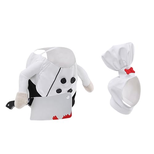 Poo4kark Hundekostüm | Lustiges -Outfit für Hunde Katzen mit Kochmütze Hemd | Haustier-Feiertagskleidung für kleine, mittelgroße große Welpen oder | Foto-Requisite für Partys H (White, 22cm) von Poo4kark