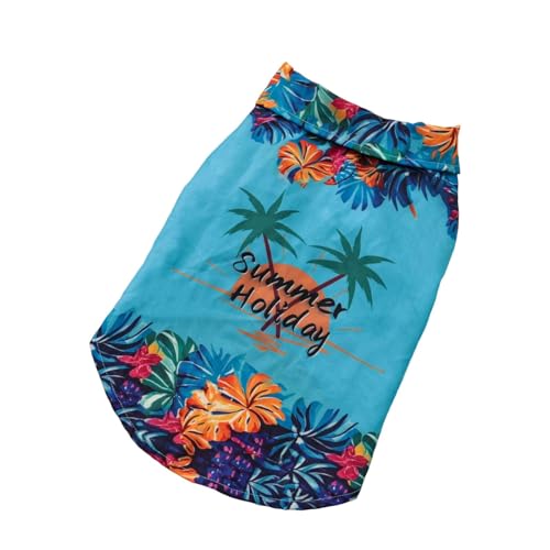 Poo4kark Hundeshirt, Sommer-Haustierkleidung, atmungsaktives Polyester-Strandshirt für Hunde, tropischer Druck, leichtes Hundeshirt für drinnen draußen (3-F, 30x35x1cm) von Poo4kark