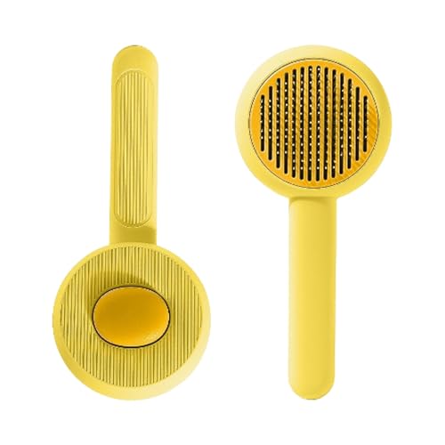 Poo4kark Kamm für Haustiere, Katzen, Edelstahl, Nadelkamm, Massage-Haarbürste mit einem klick, Haarentfernung für Hunde, schwimmender Haarkamm, für Haustiere (D, 17X8.1cm) von Poo4kark