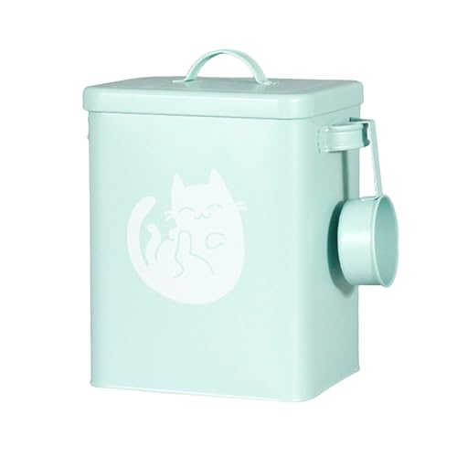Poo4kark Katzenfutter Lagerung Eimer Speisekammer Hund Container Wurf Kiste Pet 1pc (Mint Green, 23x18x15cm) von Poo4kark