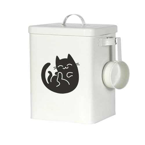 Poo4kark Katzenfutter Lagerung Eimer Speisekammer Hund Container Wurf Kiste Pet 1pc (White, 23x18x15cm) von Poo4kark