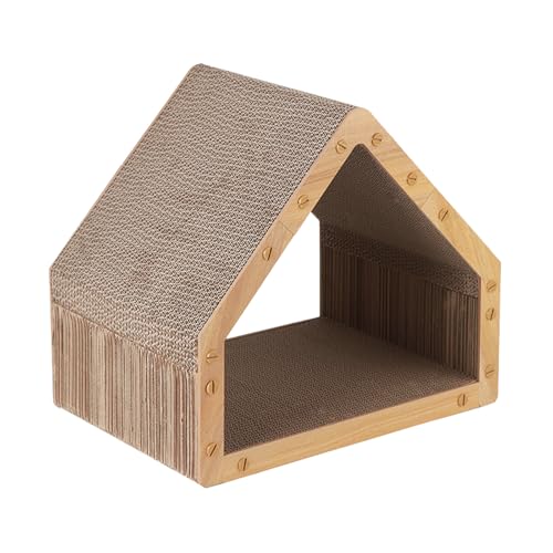 Poo4kark Katzenkratzbrett, Liege, Wendbarer Kratzbaum, Robuster Langlebiger Katzenkratzbaum Karton, Großes Katzenkratzbrett, Kratzbrett für Hauskatzen (Khaki, 41x37cm) von Poo4kark