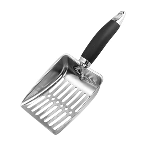 Poo4kark Katzenstreu, Edelstahlgeflecht, Metall, mittlere Katzenstreu, schnelles Sieben, Tiefe mit bequemem, stabiles Geflecht, leicht zu reinigen, geeignet für Katzenstreu (Black, 26X11cm) von Poo4kark