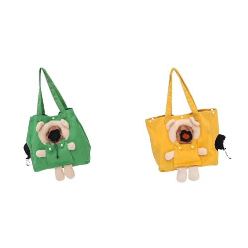 Poo4kark Katzentransportbag für Katzen Welpen bis 7kg, Cartoon Shoulder Bag Hundetasche Handtasche, Faltbare Schale Tasche für Ausflüge Wandern (2er Set, 40x35x15CM) von Poo4kark