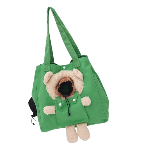 Poo4kark Katzentransportbag für Katzen Welpen bis 7kg, Cartoon Shoulder Bag Hundetasche Handtasche, Faltbare Schale Tasche für Ausflüge Wandern (Grvn, 40x35x15CM) von Poo4kark