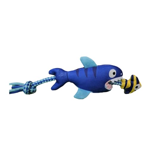 Poo4kark Kauspielzeug für Welpen Zugseil Rohseil Beißbeständig Zug Fluss Plüse Spielzeug Schleifen Zahn Hund Spielzeug Stimme interaktive Hund Zubehör (Fische, As Show) von Poo4kark