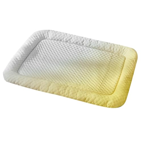 Poo4kark Kühlmatte Bett Pet Ice Mat für Hunde Hundematte Bett Kühldecke Kühlkissen für Katzen Waschbar Haustiere Schlafbett für kleine Haustiere Welpe (Gelb, 80X65CM) von Poo4kark