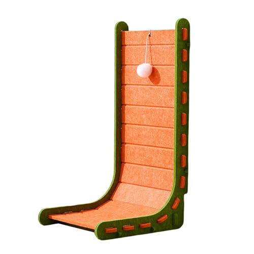 Poo4kark L-förmiges Kratzbrett, Verschleiß- und Spänefrei Katzenspielzeug, Vertikales Wand Ecke Katzenbett integriert, Kratzfest, Extra Großes Filz Katzenkratzbrett (Orange, 60x33x30CM) von Poo4kark