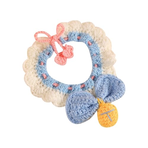Poo4kark Niedlicher Cartoon-Strickschal für Haustiere, Halswärmer für Katzen Hunde, weiches, handgefertigt, gemütliches Winter-Hals-Accessoire (Sky Blue, 25x20cm) von Poo4kark