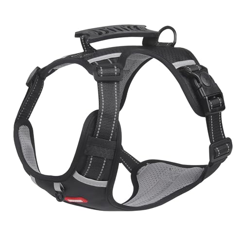 Poo4kark No Pull Hundegeschirr für Haustiere Verstellbare, weich gepolsterte Hundeweste für große Hunde Reflektierende No Pull Oke Pet O Xford Weste mit leicht zu kontrollierendem (Black, 围脖68到93cm) von Poo4kark