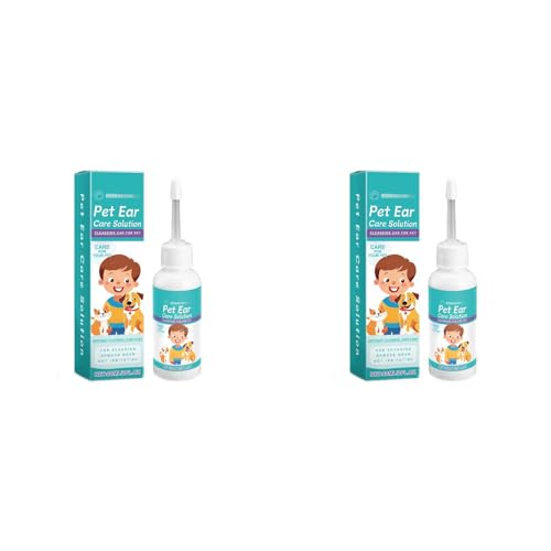 Poo4kark Ohrenpflege Ohrenreiniger für Hunde und Katzen, 60ML Hund Ohrentropfen stoppen Ohren Entzündungen und Juckreiz, Hundeohrschmalz, Geruchsentferner (2PCS, 60ML) von Poo4kark