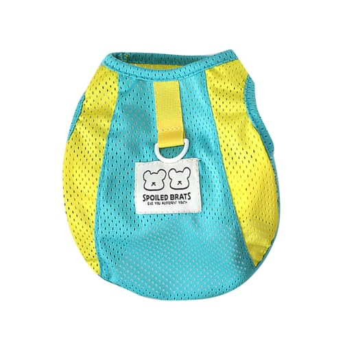 Poo4kark Outdoor Cooles Mesh-Hunde-T-Shirt für kleine Hunde, Haustier-Tanktop mit D-Ring Hasen-Patch, Welpenweste, dehnbar, atmungsaktiv (Green, S) von Poo4kark