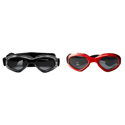 Poo4kark Oval Sonnenbrille für Hunde UV-Schutzbrille mit verstellbarem Gurt, Hund Winddichte Antibeschlagbrille, Wasserdichter Hundebrille Dog Sunglasses (2A, As Show) von Poo4kark