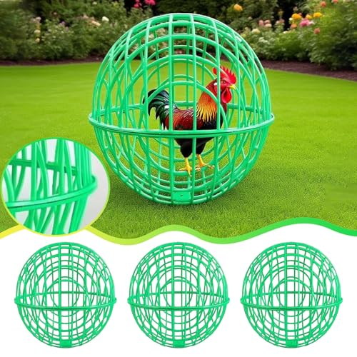 Poo4kark Pet 3pc Sphärische Mobile Huhn Roll Rund Huhn Käfig Kaninchen Laufen Net Haustier Käfig Outdoor Bauernhof (Green, 40x40x20cm) von Poo4kark