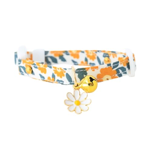 Poo4kark Pet Abnehmbares Katzenhalsband mit Anhängerhalsband Schwarz Blau Geeignet für weibliche männliche Katzen (Orange, 18cm) von Poo4kark