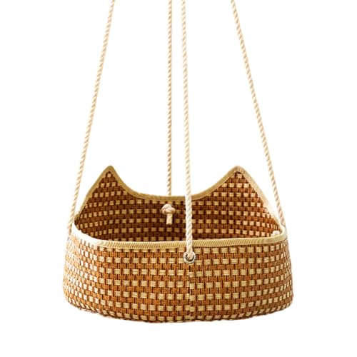 Poo4kark Pet Atmungsaktiver Haustierkäfig mit Metallhaken, Rattan gewebtem Katzenkäfig für Kaninchen, kleine Hunde (A, One Size) von Poo4kark